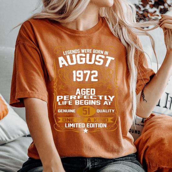 August 1972 51St Birthday 51 Year Old Women s Oversized Comfort T Shirt Seseable UK