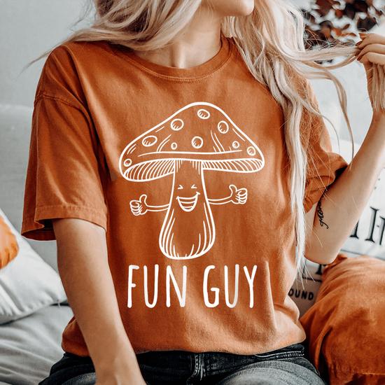 Fun Guy Vegetarian Fungi Food Pun Mushroom Women's Oversized Comfort T-Shirt  | Seseable CA