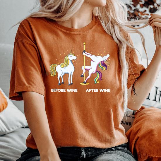Funny Unicorn Before Wine After Wine T-Shirt Dancing Pole