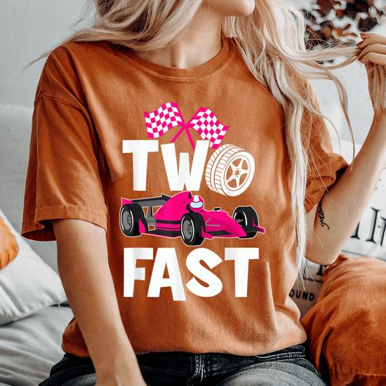 Two Fast Vintage Car Birthday Theme 2Nd Birthday Outfit Girl Women s Oversized Comfort T Shirt Seseable UK