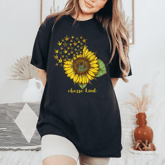 Choose Kind Sign Language Sunflower Tshirt Choose Kind Sign Language Sunflower Tshirt