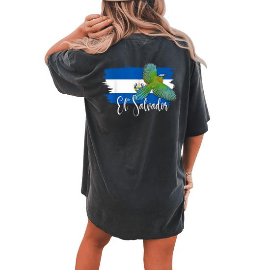 El Salvador Flag El Salvador Map Salvador for Women's Oversized Comfort T-Shirt Back Print | Monsterry