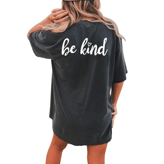Be Kind T-Shirt - White Text With A White Heart Accent