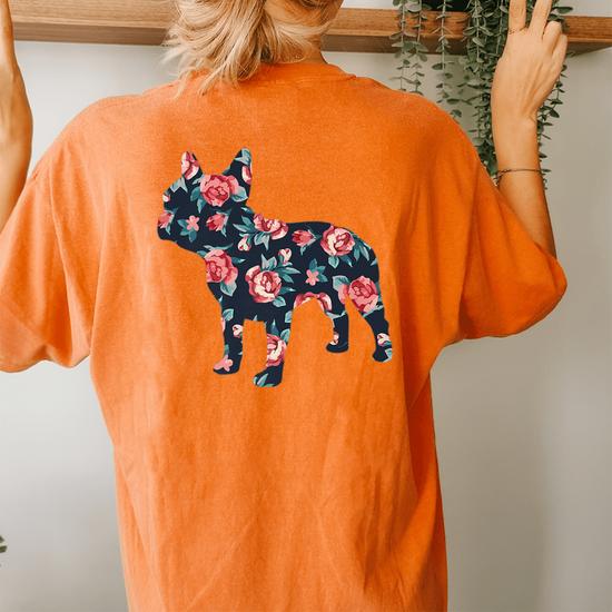 French Bulldog Roses Floral Frenchie Dog Design T-Shirt French Bulldog Roses Floral Frenchie Dog Design T-Shirt