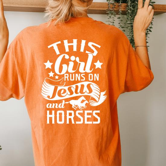This Girl Runs On Jesus Horses Cowgirl Horse Riding T Shirt This Girl Runs On Jesus Horses Cowgirl Horse Riding T Shirt
