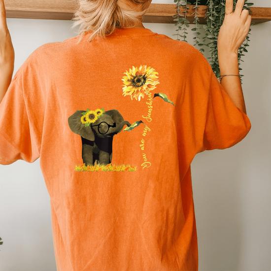 You Are My Sunshine Cute Elephant Kindness Men Women T Women's Oversized  Comfort T-Shirt Back Print