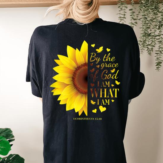 Christian Bible Verse Sunflower Scripture Religious Gift Her T-Shirt