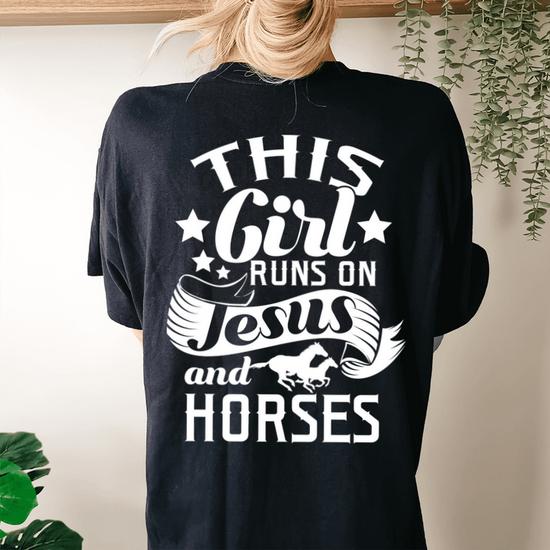 This Girl Runs On Jesus Horses Cowgirl Horse Riding T Shirt This Girl Runs On Jesus Horses Cowgirl Horse Riding T Shirt