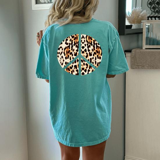 Cool Inverse Peace Symbol Leopard Cheetah Print Women's Oversized