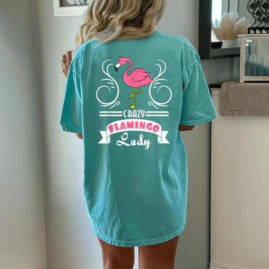 Crazy Flamingo Lady Wading Bird Species Lover Humor T-Shirt