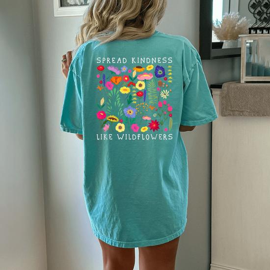 Women's Kindness Short Sleeve Graphic T-Shirt - Green Floral S