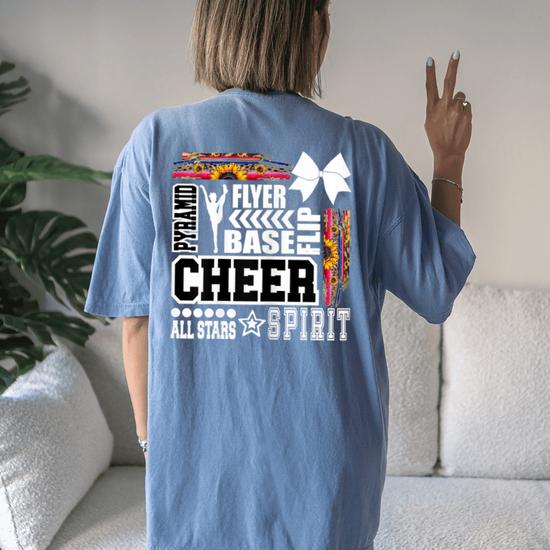 Womens Cheer Cheerleading Sunflower Serape Leopard Themed Spirit T-Shirt Womens Cheer Cheerleading Sunflower Serape Leopard Themed Spirit T-Shirt