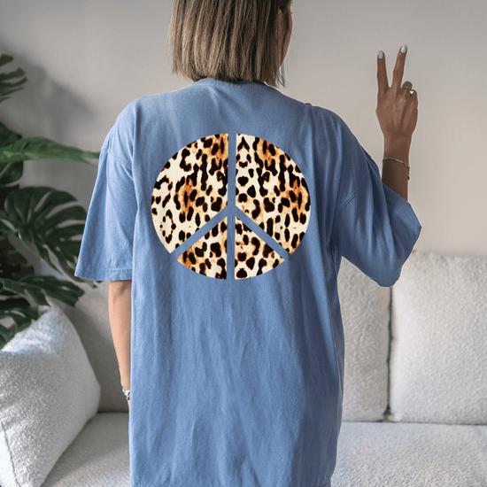 Cool Inverse Peace Symbol Leopard Cheetah Print Women's Oversized