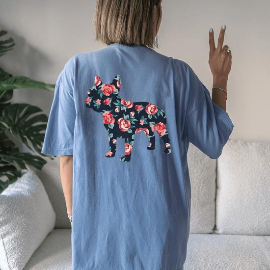French Bulldog Roses Floral Frenchie Dog Design T-Shirt French Bulldog Roses Floral Frenchie Dog Design T-Shirt