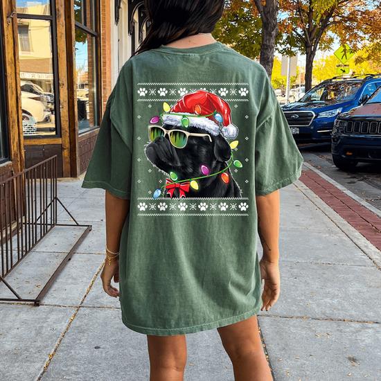 Black pug christmas sweater online