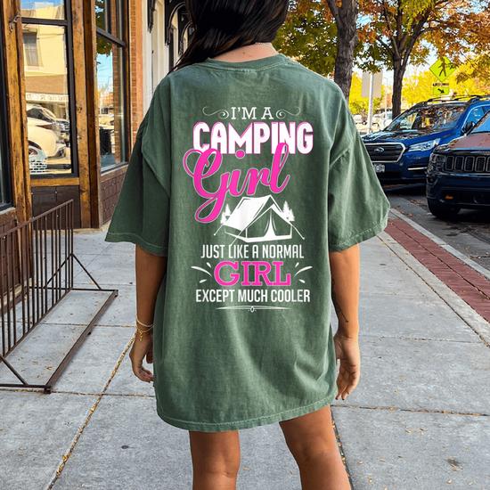 Im A Camping Girl Cool Pink Tent Camper Women's Oversized Comfort