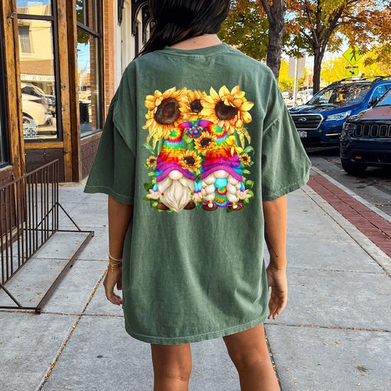 Peace Sign Floral 60S 70S Flower Power Dove Hippie Women's Oversized Comfort  T-shirt