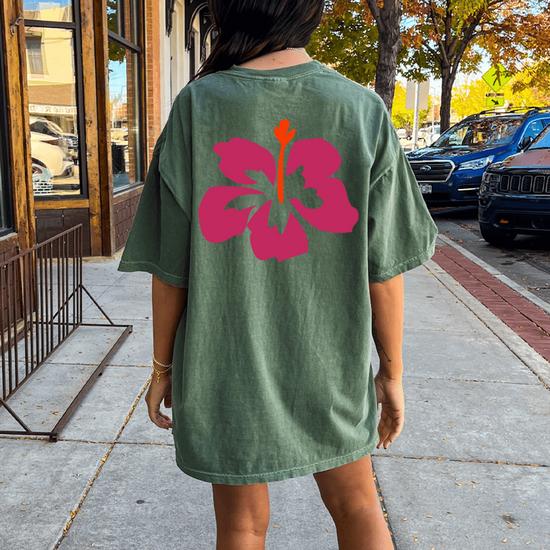 Hawaiian Hibiscus Flower T MagentaOrange Women Men Women's