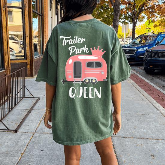 Queen Of The Camper Women's T-Shirt - Funny Camping RV Graphic Tee, Short Sleeve