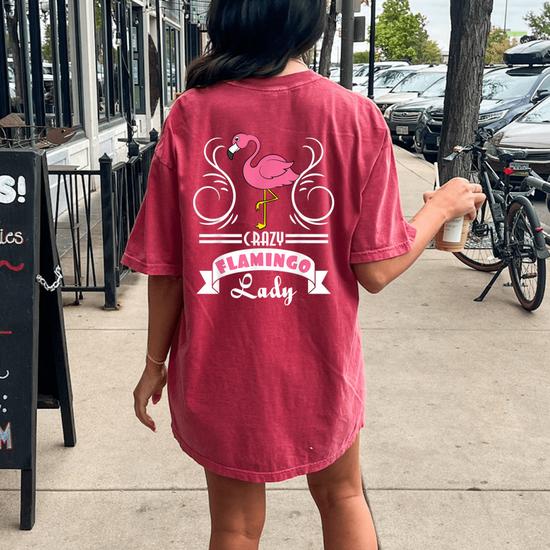 Crazy Flamingo Lady Wading Bird Species Lover Humor T-Shirt
