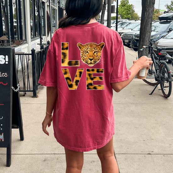 Leopard Love Heart Print T-Shirt For Women - Soft Cotton Blend, Casual Graphic Tee - View #2