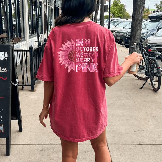 Sunflower Breast Cancer Awareness In October We Wear Pink T-Shirt Sunflower Breast Cancer Awareness In October We Wear Pink T-Shirt