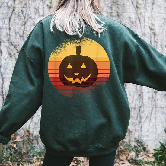 Designer pumpkin halloween print sweatshirt hotsell