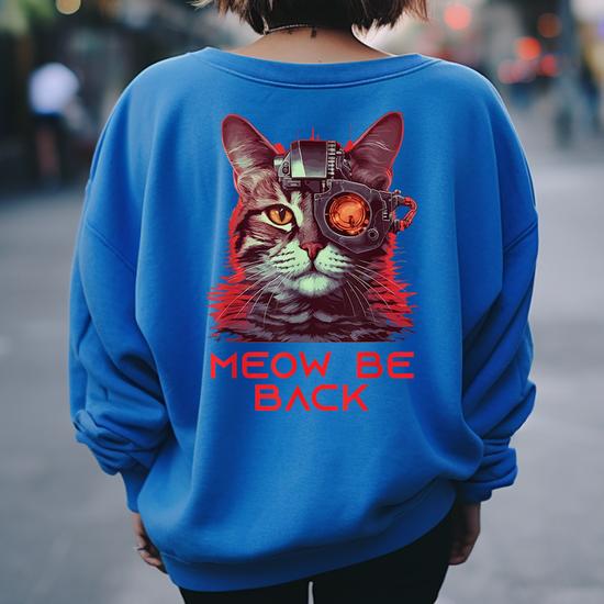Retro 80S 90S Robot Cat Sci Fi Pun Cat 90S Vintage s Women s Oversized Sweatshirt Back Print Mazezy CA