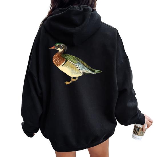 Duck Cute Wood Duck Vintage Duck Graphic Women Oversized Hoodie