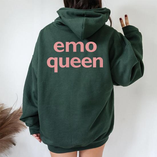 Emo Girl Emo Queen Punk Emo Music Retro Meme Aesthetic Women Oversized Hoodie Back Print Mazezy DE