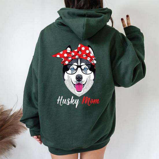 Siberian Husky Mom For Dogs Lovers Women Oversized Hoodie Back Print Mazezy