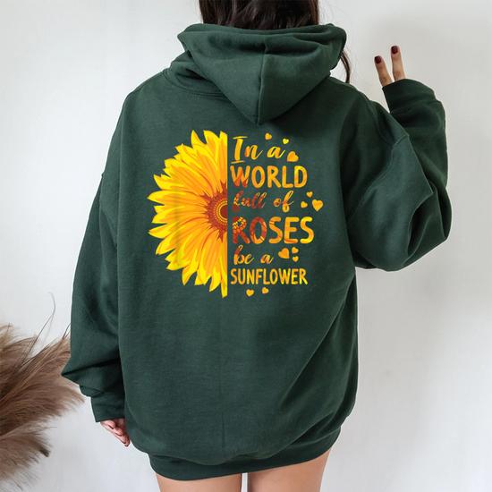 World Roses Sunflower Girls Love Women Oversized Hoodie Back Print