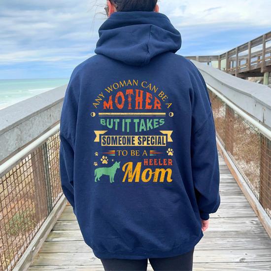 Cute Red Blue Heeler Mom Australian Cattle Dog Lover Women Oversized Hoodie Back Print Mazezy DE