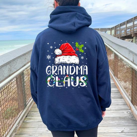 Grandma Claus Xmas Santa Matching Family Christmas Pajamas Women Oversized Hoodie Back Print Seseable UK