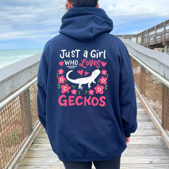 Leopard Gecko Just A Girl Who Loves Geckos Women Oversized Hoodie Back Print Monsterry