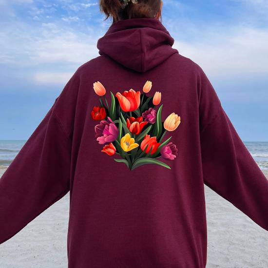 さらに100円引き◆MARITHE◆FLOWER OVERSIZED SWEATSHIRT vintage-floral-plant-foxglove-