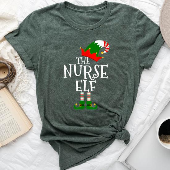 The Nurse Elf Family Matching Group Christmas Gift Funny  T-Shirt