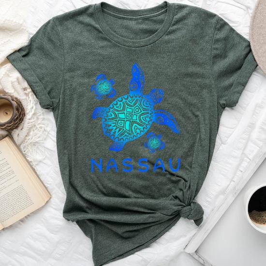 Nassau Bahamas T-Shirt Sea Blue Tribal Turtle Nassau Bahamas T-Shirt Sea Blue Tribal Turtle