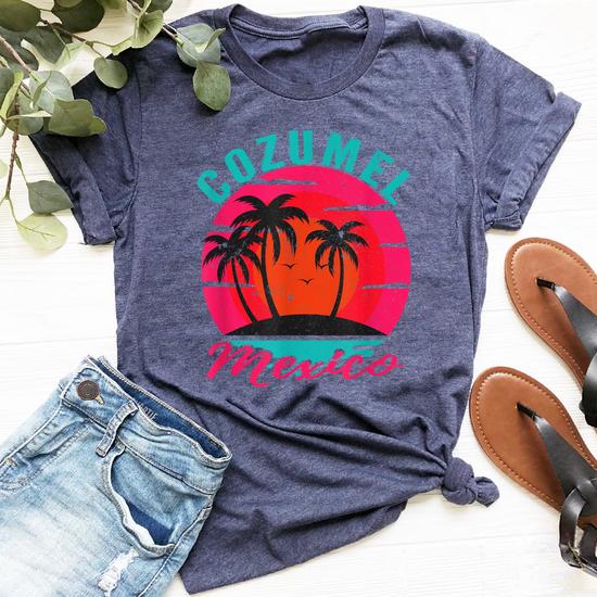 Cozumel Mexico Palm Trees Sunset T-Shirt Cozumel Mexico Palm Trees Sunset T-Shirt