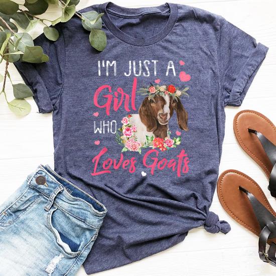 Just A Girl Who Loves Goats T Shirt Goat Lover Farmer Women Just A Girl Who Loves Goats T Shirt Goat Lover Farmer Women