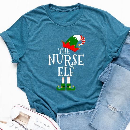 The Nurse Elf Family Matching Group Christmas Gift Funny  T-Shirt
