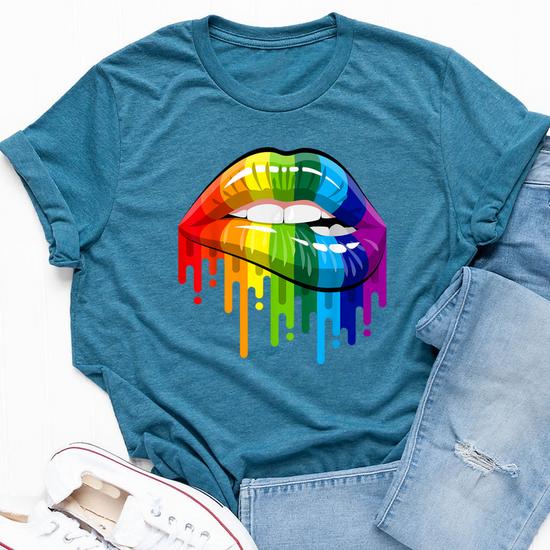 Lgbt Gay Homosexual Lesbian Rainbow Lips Pride T Shirt