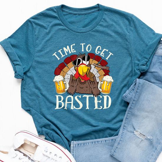 Time To Get Basted Shirt - Let's Get Adult Turkey Costume T-Shirt Time To Get Basted Shirt - Let's Get Adult Turkey Costume T-Shirt