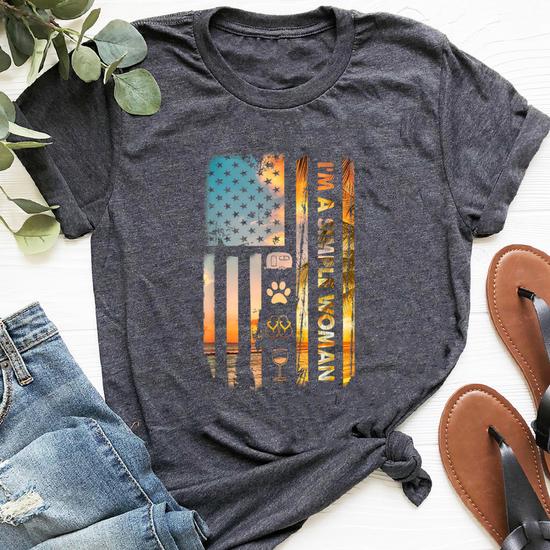 I'm A Simple Woman Wine Flip Flops Dogs Camping Flag Tshirt I'm A Simple Woman Wine Flip Flops Dogs Camping Flag Tshirt
