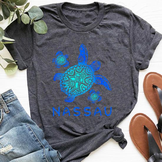 Nassau Bahamas T-Shirt Sea Blue Tribal Turtle Nassau Bahamas T-Shirt Sea Blue Tribal Turtle