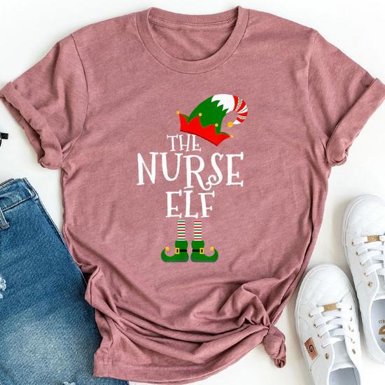The Nurse Elf Family Matching Group Christmas Gift Funny  T-Shirt