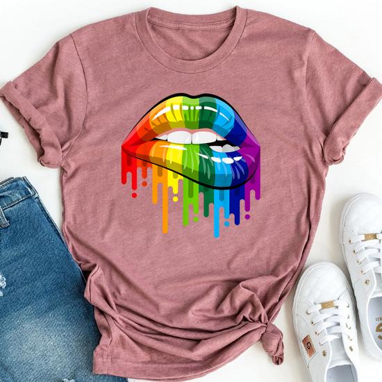 Lgbt Gay Homosexual Lesbian Rainbow Lips Pride T Shirt